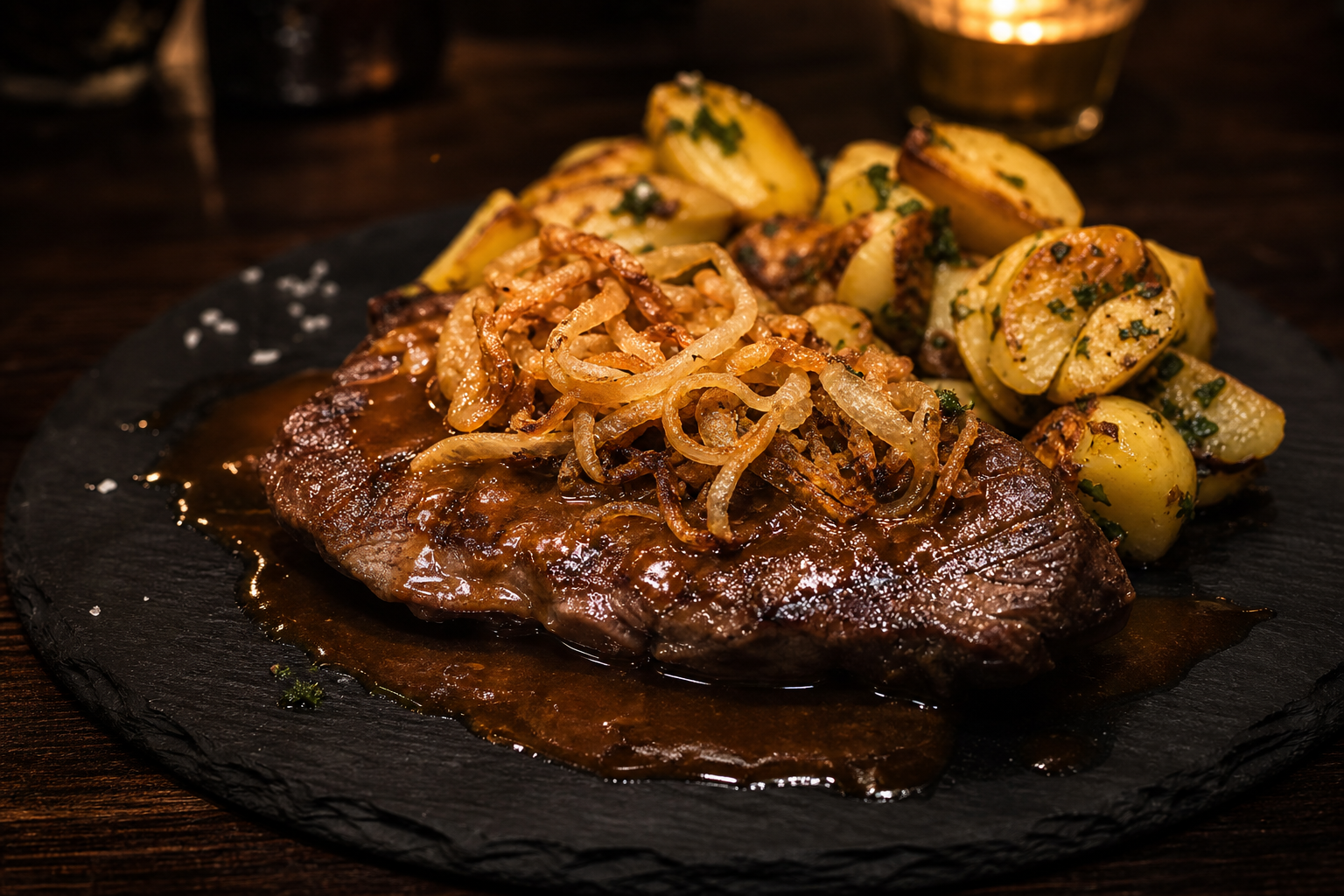 Rumpsteak Zwiebelrostbraten bei VIVO! Santa Ponsa